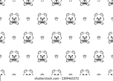 Vector cartoon character cute dog seamless pattern for design.