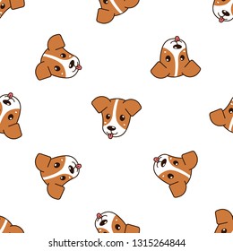 Vector cartoon character cute dog seamless pattern background for design.
