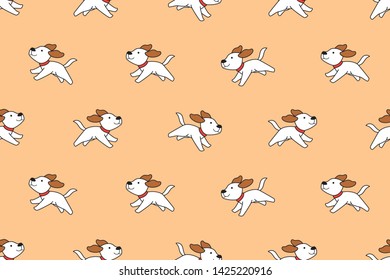 Vector cartoon character cute dog seamless pattern for design.