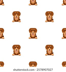 Vector cartoon character cute dog seamless pattern background for design.