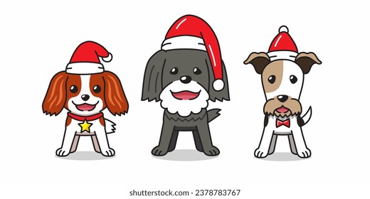 Vector cartoon character cute dogs christmas costumes for design.