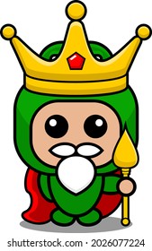 vector cartoon character cute doodle rolling pin mascot costume king and holding king scepter