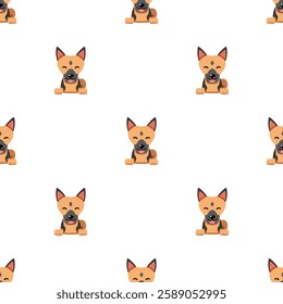 Vector cartoon character cute german shepherd dog seamless pattern background for design.