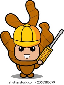 vector cartoon character cute ginger spice mascot costume holding screwdriver