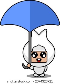 vector cartoon character cute gum tooth mascot costume holding umbrella