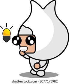 vector cartoon character cute gum tooth mascot costume with light bulb