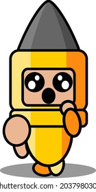 vector cartoon character cute gun bullet doodle mascot costume with thumbs down
