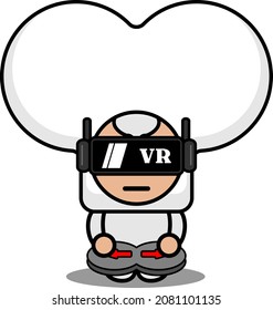 vector cartoon character cute half bone mascot costume playing virtual reality