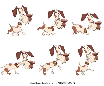 Vector Cartoon Character Cute Hunting Dog for a Computer Game. Storyboard