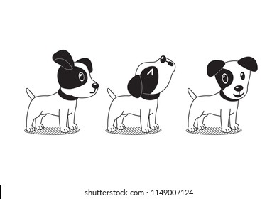 Vector cartoon character cute jack russell terrier dog poses