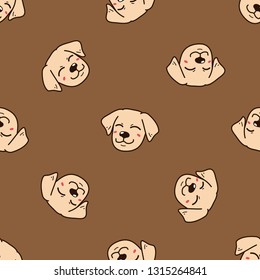 Vector cartoon character cute labrador retriever dog seamless pattern for design.