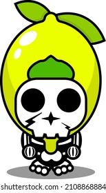vector cartoon character cute lemon fruit skull mascot costume character