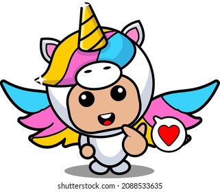 vector cartoon character cute lovely unicorn animal mascot costume lhat bubble love