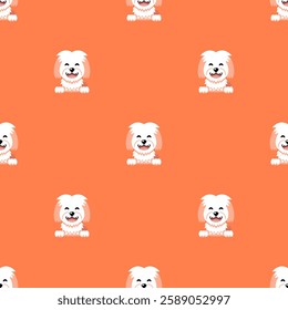 Vector cartoon character cute maltese dog seamless pattern background for design.