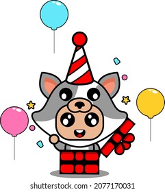 vector cartoon character cute pet cat mascot costume birthday gift