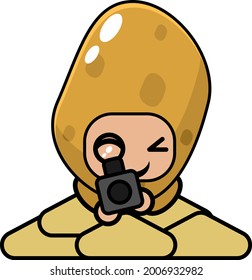vector cartoon character cute potato army mascot costume shooting practice