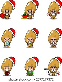 vector cartoon character cute potato vegetable mascot costume set christmas bundle