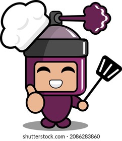 vector cartoon character cute purple pilox spray mascot costume chef