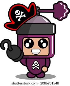 vector cartoon character cute purple pilox spray mascot costume pirate