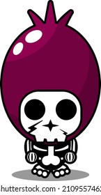 vector cartoon character cute red onion vegetable skull mascot costume character