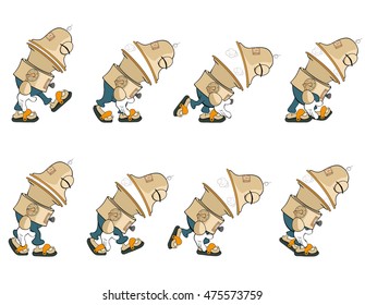 Vector Cartoon Character of a Cute Robot for a Computer Game. Storyboard