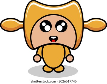 vector cartoon character cute rolling pin mascot costume cooking tools