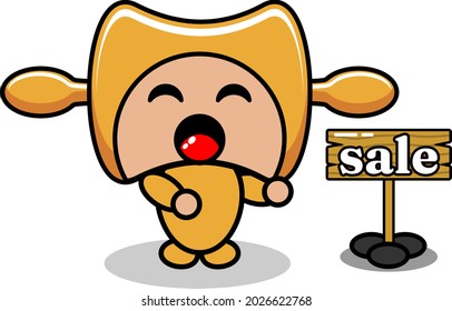 vector cartoon character cute rolling pin mascot costume cooking tools with selling board