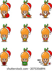 Vektor Cartoon Charakter cute Tamarinde Gewürzgetränk Kostüme Set Weihnachtsbündel