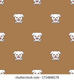 Vektorillustration Cartoon Charakter süße weiße Hund nahtlose Muster Hintergrund für Design.