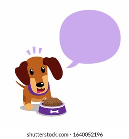 Vector cartoon character dachshund dog and speech bubble for design.