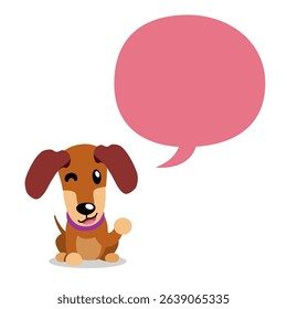 Vector cartoon character dachshund dog with speech bubble for design.