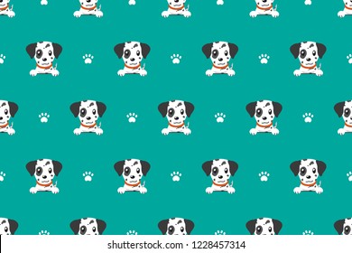 Vector cartoon character dalmatian dog seamless pattern for design.
