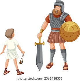 Vector cartoon character depicting the classic biblical story