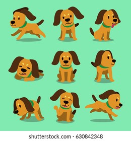 Vector cartoon character dog poses set