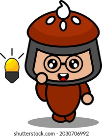 vector cartoon character doodle cake pie cute mascot costume with bulb light