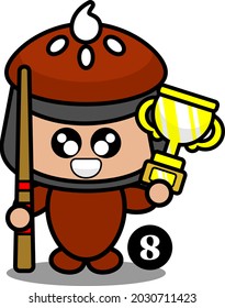 vector cartoon character doodle cake pie cute mascot costume win billiard