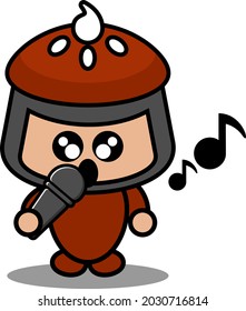 vector cartoon character doodle cake pie cute mascot costume singing