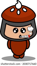 vector cartoon character doodle cake pie cute mascot costume smoking