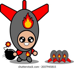 Vektorcartoon-Figur-Dodle-Kostüm-Maskottchen-Atombombe Bowling-Bombe