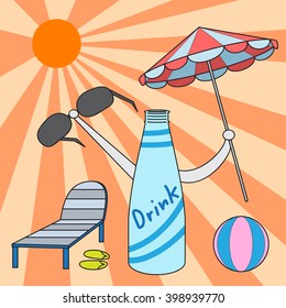 vector cartoon character drink bottle