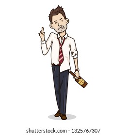 Vector Cartoon Character - Drunk Aggressive Office Employee