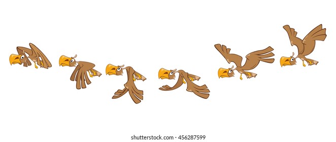Vector Cartoon Character Eagle for a Computer Game. Storyboard
