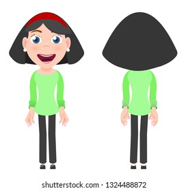 Vector cartoon character in a flat style. girl