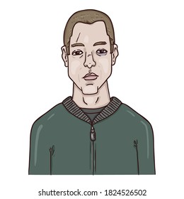 Vector Cartoon Character - Football Hooligan. Subcultures Portrait