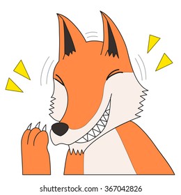 vector cartoon character fox giggle