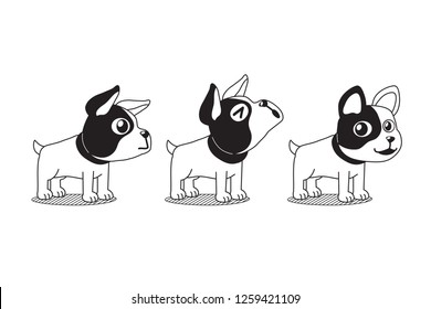 Vector cartoon character french bulldog poses for design.