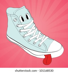 Vector cartoon character funny sneakers with eyes