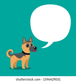 Vector cartoon character german shepherd dog and white speech bubble