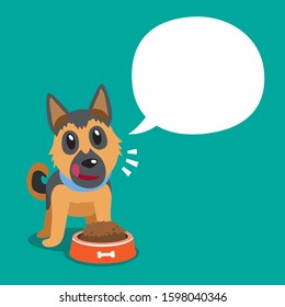 Vector cartoon character german shepherd dog and white speech bubble for design.