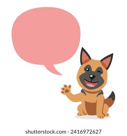 Vector cartoon character german shepherd dog with speech bubble for design.